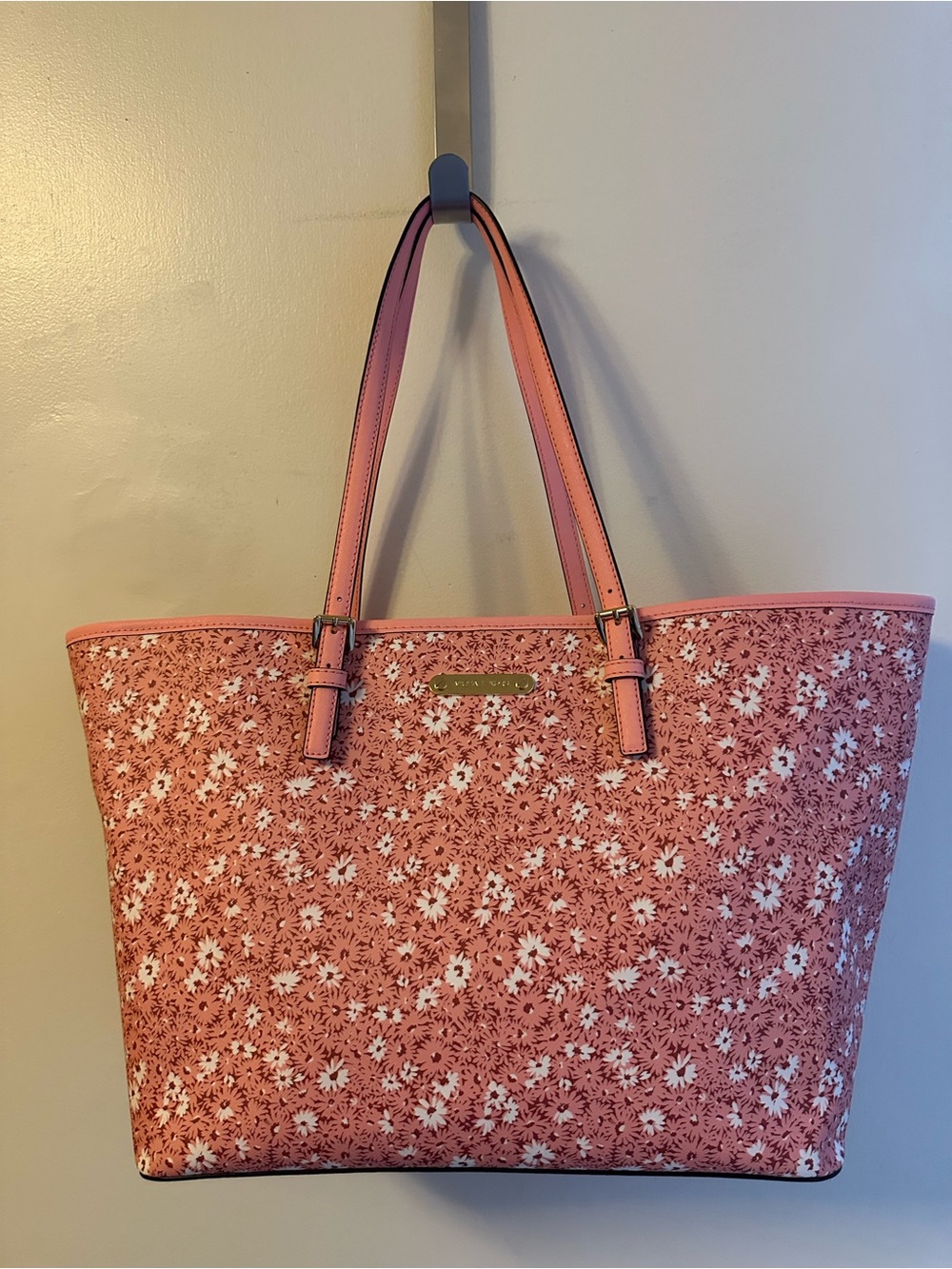 Michael Kors Hamilton Pink Floral Blossom East West Leather Satchel